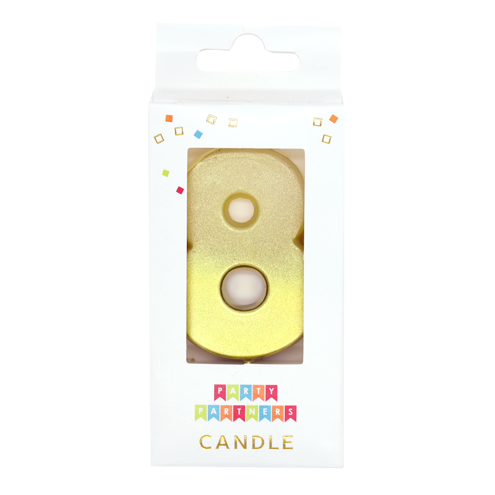 Number Candle 8  - Gold Ombre Metallic